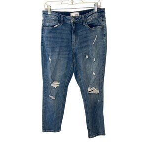 Vervet Womens Distressed Blue Denim Jeans Size 29 Cropped Fit